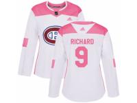 Women Adidas Montreal Canadiens #9 Maurice Richard White/Pink Fashion NHL Jersey