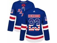 Women Adidas New York Rangers #23 Jeff Beukeboom Royal Blue USA Flag Fashion NHL Jersey