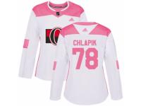 Women Adidas Ottawa Senators #78 Filip Chlapik White/Pink Fashion NHL Jersey