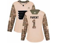 Women Adidas Philadelphia Flyers #1 Bernie Parent Camo Veterans Day Practice NHL Jersey