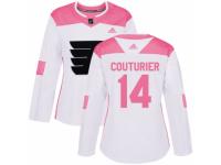Women Adidas Philadelphia Flyers #14 Sean Couturier White/Pink Fashion NHL Jersey