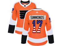 Women Adidas Philadelphia Flyers #17 Wayne Simmonds Orange USA Flag Fashion NHL Jersey