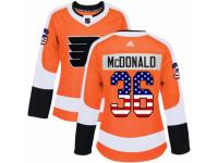 Women Adidas Philadelphia Flyers #36 Colin McDonald Orange USA Flag Fashion NHL Jersey