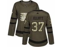 Women Adidas Philadelphia Flyers #37 Brian Elliott Green Salute to Service NHL Jersey