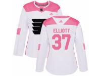Women Adidas Philadelphia Flyers #37 Brian Elliott White/Pink Fashion NHL Jersey