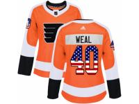 Women Adidas Philadelphia Flyers #40 Jordan Weal Orange USA Flag Fashion NHL Jersey
