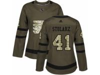 Women Adidas Philadelphia Flyers #41 Anthony Stolarz Green Salute to Service NHL Jersey