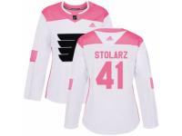 Women Adidas Philadelphia Flyers #41 Anthony Stolarz White/Pink Fashion NHL Jersey