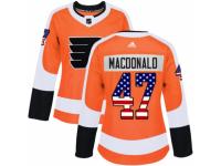 Women Adidas Philadelphia Flyers #47 Andrew MacDonald Orange USA Flag Fashion NHL Jersey