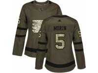 Women Adidas Philadelphia Flyers #5 Samuel Morin Green Salute to Service NHL Jersey