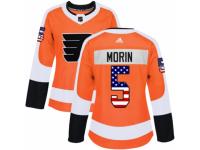 Women Adidas Philadelphia Flyers #5 Samuel Morin Orange USA Flag Fashion NHL Jersey