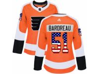 Women Adidas Philadelphia Flyers #51 Cole Bardreau Orange USA Flag Fashion NHL Jersey