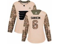 Women Adidas Philadelphia Flyers #6 Travis Sanheim Camo Veterans Day Practice NHL Jersey