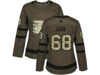 Women Adidas Philadelphia Flyers #68 Jaromir Jagr Green Salute to Service NHL Jersey