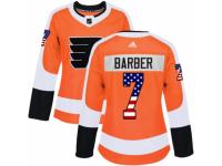 Women Adidas Philadelphia Flyers #7 Bill Barber Orange USA Flag Fashion NHL Jersey