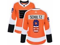 Women Adidas Philadelphia Flyers #8 Dave Schultz Orange USA Flag Fashion NHL Jersey