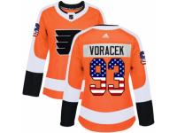 Women Adidas Philadelphia Flyers #93 Jakub Voracek Orange USA Flag Fashion NHL Jersey