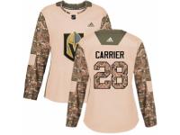 Women Adidas Vegas Golden Knights #28 William Carrier Camo Veterans Day Practice NHL Jersey