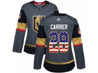 Women Adidas Vegas Golden Knights #28 William Carrier Gray USA Flag Fashion NHL Jersey