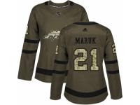 Women Adidas Washington Capitals #21 Dennis Maruk Green Salute to Service NHL Jersey