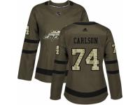Women Adidas Washington Capitals #74 John Carlson Green Salute to Service NHL Jersey