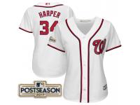 Women Bryce Harper #34 Washington Nationals 2017 Postseason White Cool Base Jersey