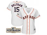 Women Carlos Beltran #15 Houston Astros 2017 Postseason White Cool Base Jersey