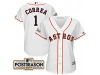 Women Carlos Correa #1 Houston Astros 2017 Postseason White Cool Base Jersey