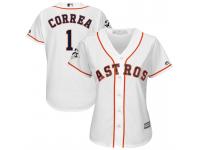 Women Carlos Correa #1 Houston Astros 2017 World Series Bound White Cool Base Jersey