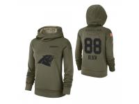 Women Carolina Panthers #88 Greg Olsen 2018 Salute to Service Olive Team Logo Pullover Hoodie