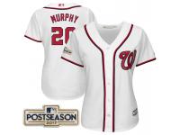 Women Daniel Murphy #20 Washington Nationals 2017 Postseason White Cool Base Jersey