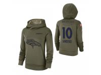 Women Denver Broncos #10 Emmanuel Sanders 2018 Salute to Service Olive Team Logo Pullover Hoodie