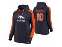 Women Denver Broncos #10 Emmanuel Sanders Navy-Orange Iconic Color Block Pullover Hoodie