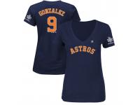 Women Houston Astros Marwin Gonzalez #9 Navy Name & Number 2017 World Series Champions T-Shirt