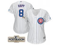 Women Ian Happ #8 Chicago Cubs 2017 Postseason White Cool Base Jersey