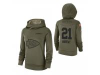 Women Kansas City Chiefs #21 Eric Murray 2018 Salute to Service Olive Team Logo Pullover Hoodie