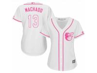 Women Majestic Baltimore Orioles #13 Manny Machado White Fashion Cool Base MLB Jersey