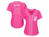 Women Majestic Baltimore Orioles #19 Chris Davis Pink Fashion Cool Base MLB Jersey