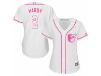 Women Majestic Baltimore Orioles #2 J.J. Hardy White Fashion Cool Base MLB Jersey