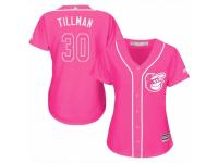 Women Majestic Baltimore Orioles #30 Chris Tillman Pink Fashion Cool Base MLB Jersey