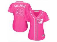 Women Majestic Baltimore Orioles #49 Yovani Gallardo Pink Fashion Cool Base MLB Jersey