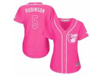 Women Majestic Baltimore Orioles #5 Brooks Robinson Pink Fashion Cool Base MLB Jersey