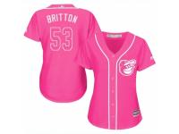 Women Majestic Baltimore Orioles #53 Zach Britton Pink Fashion Cool Base MLB Jersey