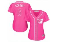 Women Majestic Baltimore Orioles #6 Jonathan Schoop Pink Fashion Cool Base MLB Jersey