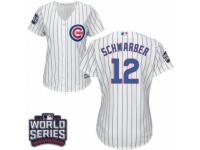 Women Majestic Chicago Cubs #12 Kyle Schwarber Authentic White Home 2016 World Series Bound Cool Base MLB Jersey