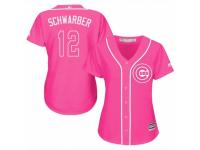 Women Majestic Chicago Cubs #12 Kyle Schwarber Pink Fashion MLB Jersey