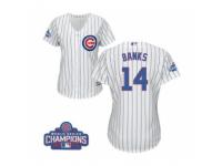 Women Majestic Chicago Cubs #14 Ernie Banks Authentic White Home 2016 World Series Champions Cool Base MLB Jersey