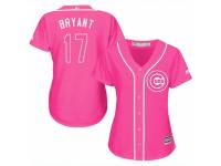 Women Majestic Chicago Cubs #17 Kris Bryant Pink Fashion MLB Jersey