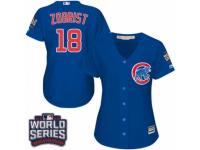 Women Majestic Chicago Cubs #18 Ben Zobrist Authentic Royal Blue Alternate 2016 World Series Bound Cool Base MLB Jersey