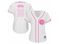 Women Majestic Chicago Cubs #21 Sammy Sosa White Fashion MLB Jersey